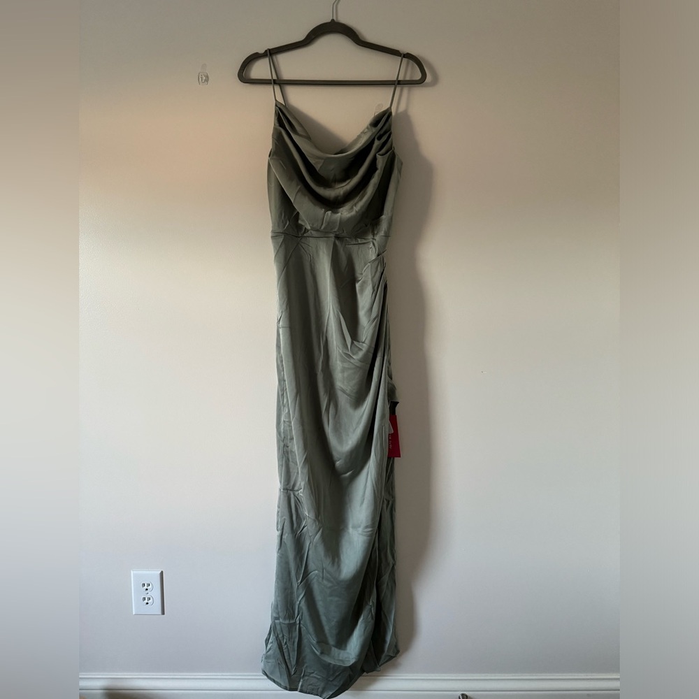 Shein belle satin mint cowl neck dress new with tags